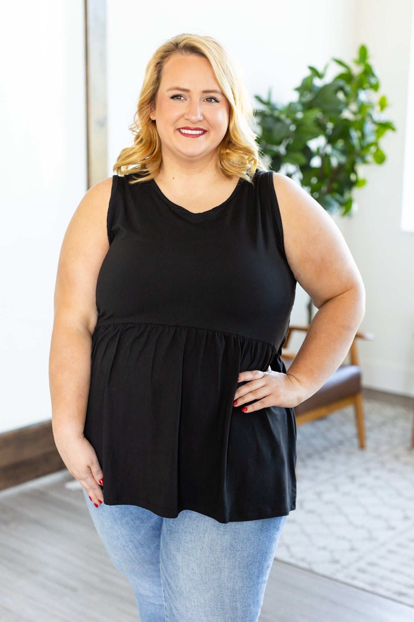 Renee Ruffle Tank - Black