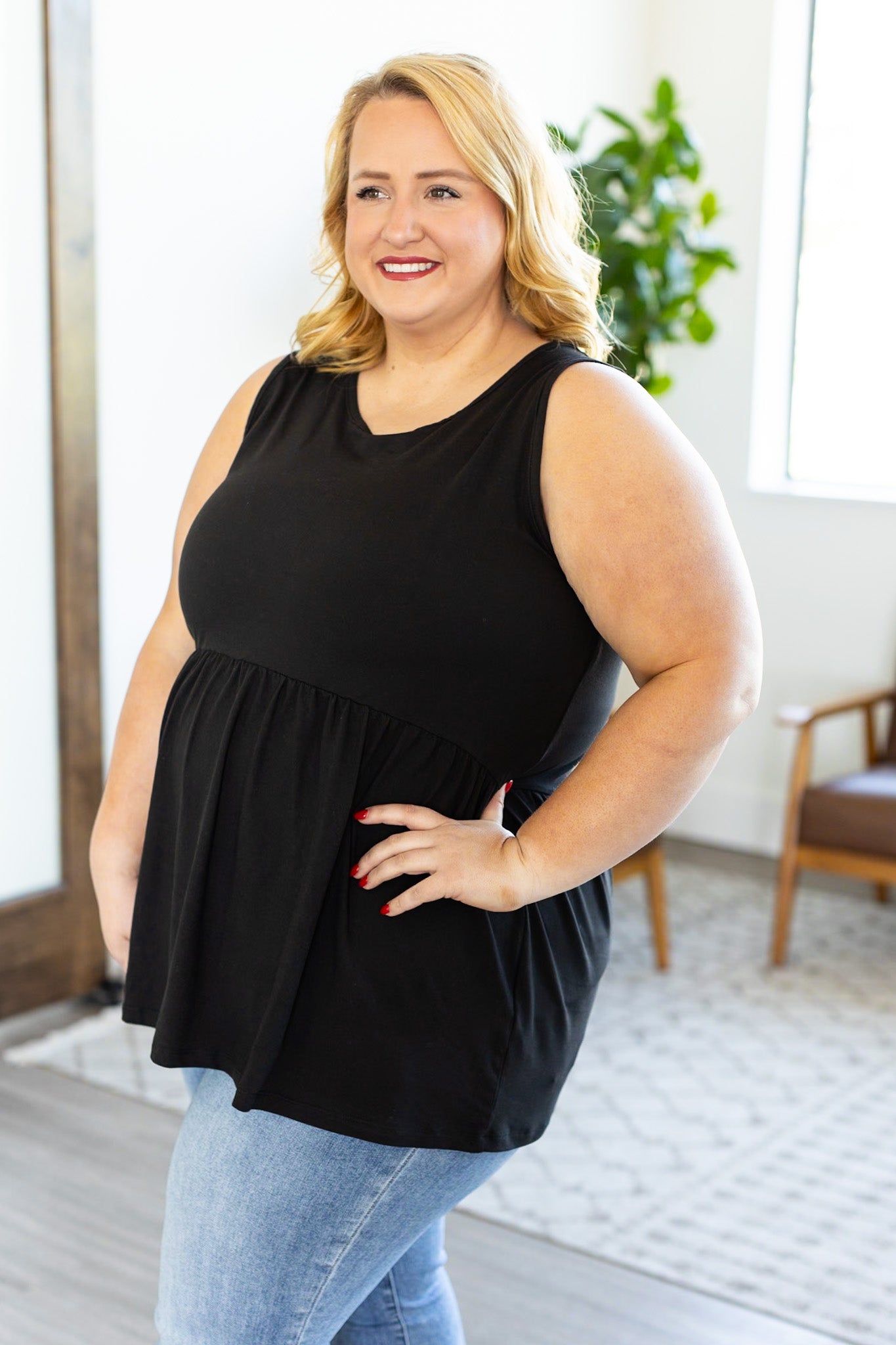 Renee Ruffle Tank - Black