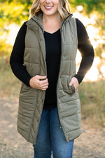 Harlow Long Vest - Olive