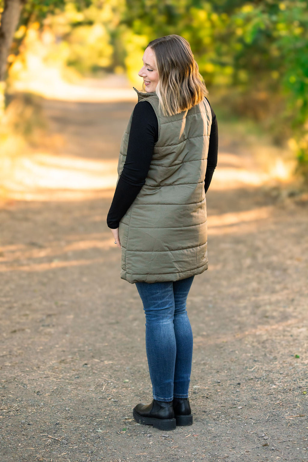 Harlow Long Vest - Olive