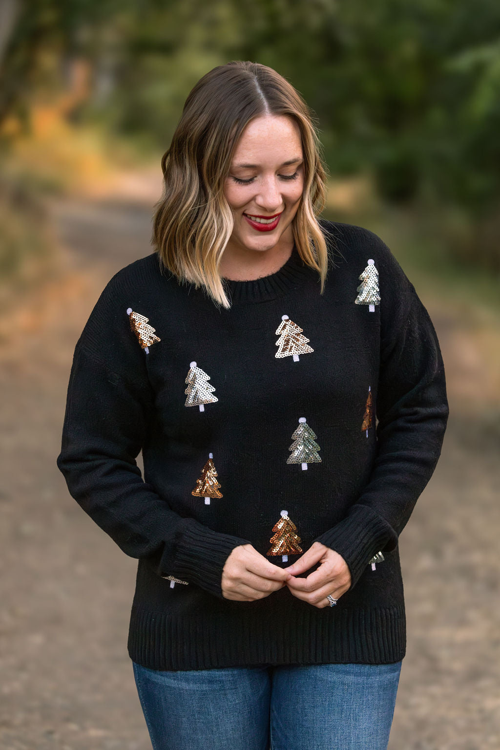 Holly Jolly Sweater - Gold + Silver Trees