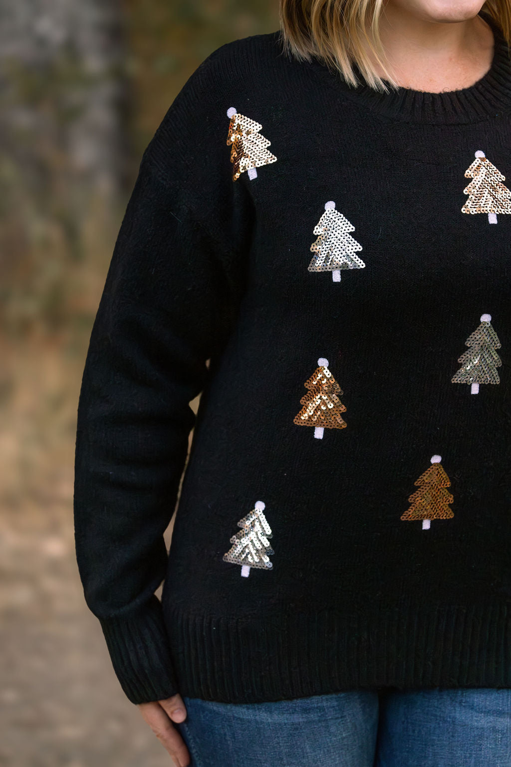 Holly Jolly Sweater - Gold + Silver Trees