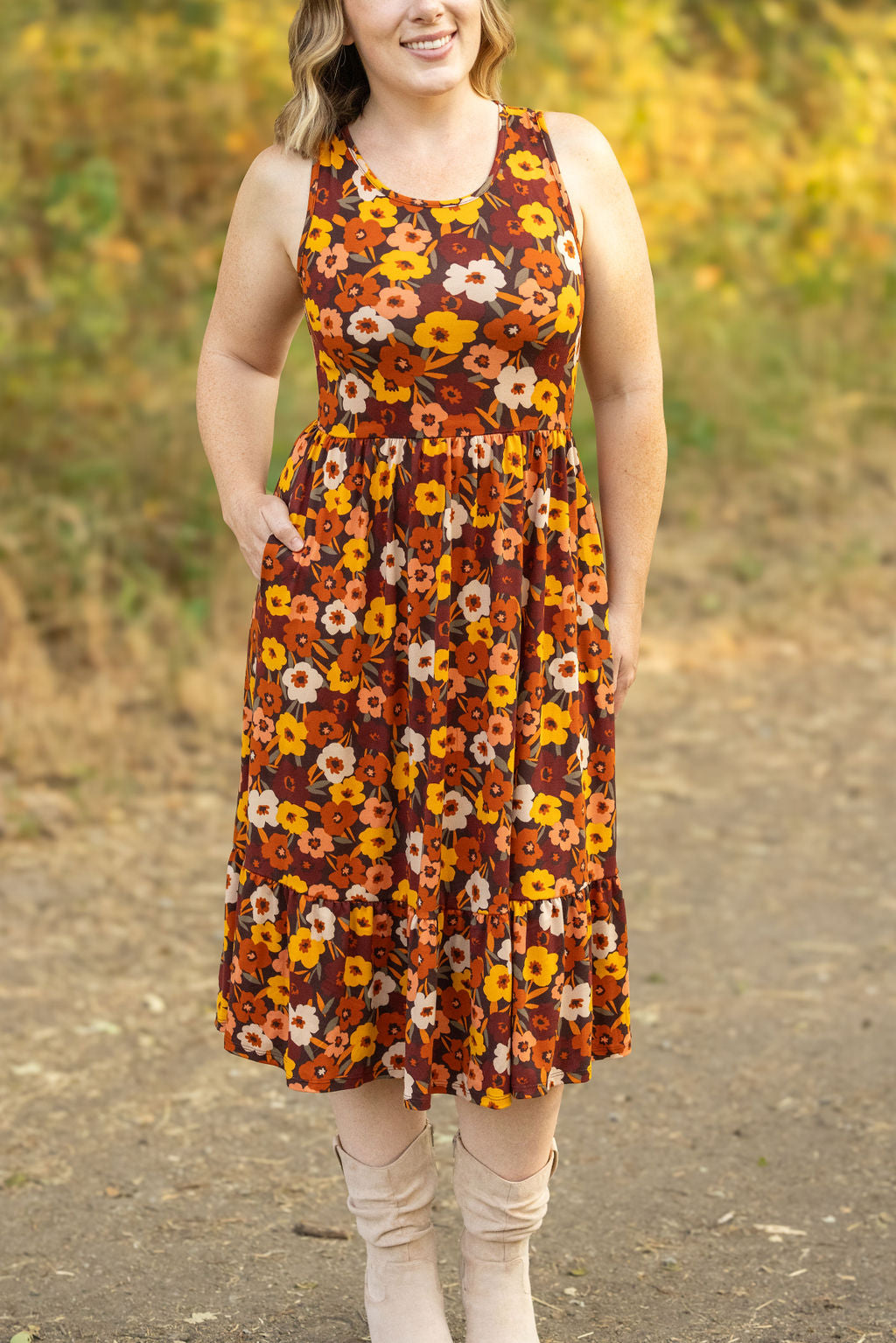 Bailey Dress - Brown Fall Floral