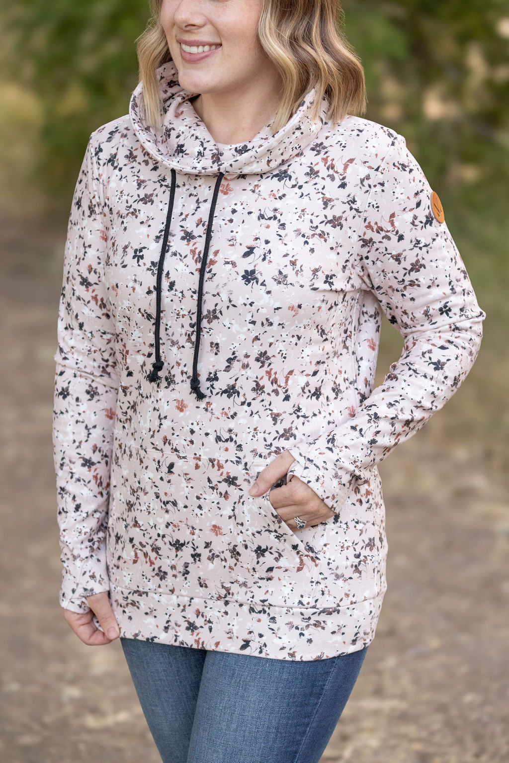 Soft Funnel Neck - Tan Micro Floral