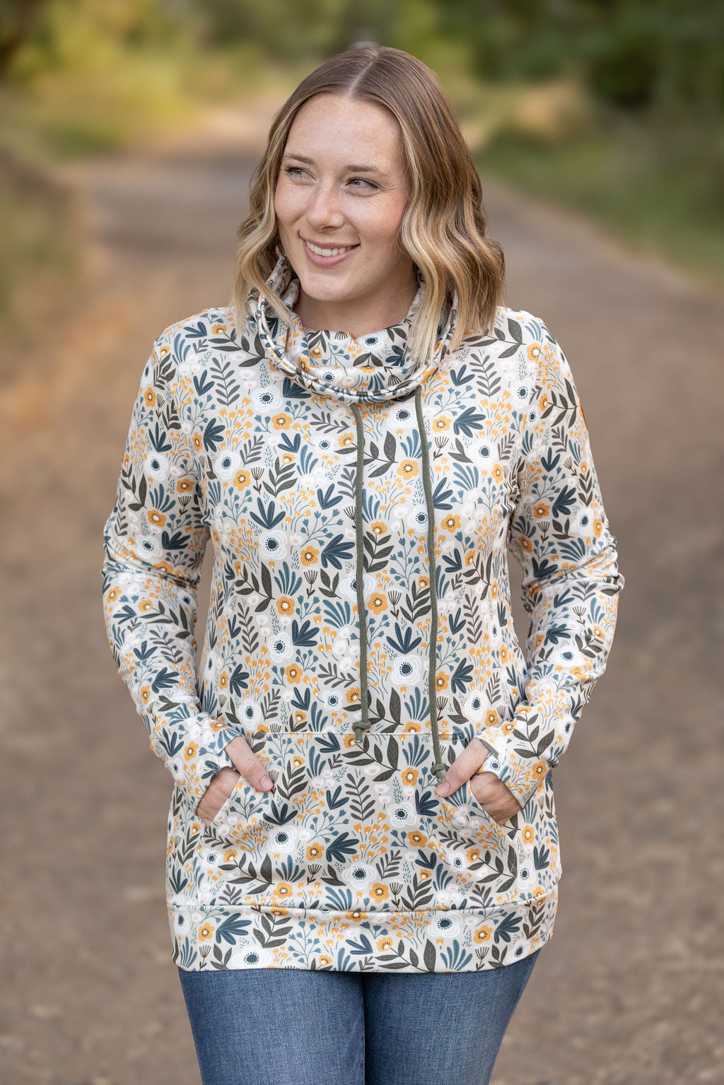 Soft Funnel Neck - Boho Olive Floral