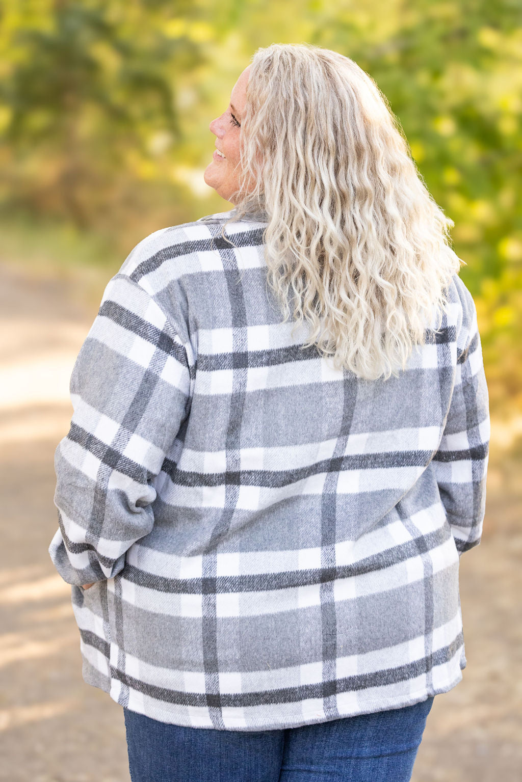 Norah Plaid Shacket - Classic Grey and White