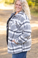 Norah Plaid Shacket - Classic Grey and White