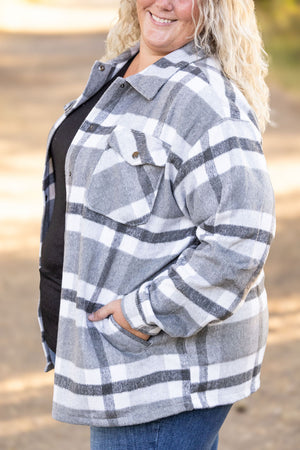 Norah Plaid Shacket - Classic Grey and White