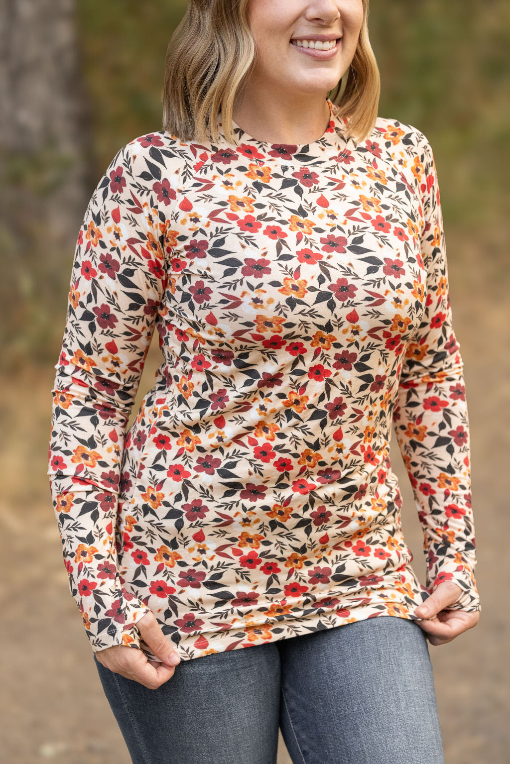 Blair Long Sleeve Top - Red Floral