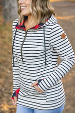 HalfZip Hoodie - Oatmeal Stripes and Buffalo Plaid