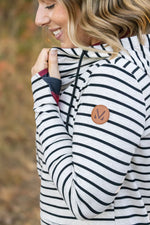 HalfZip Hoodie - Oatmeal Stripes and Buffalo Plaid