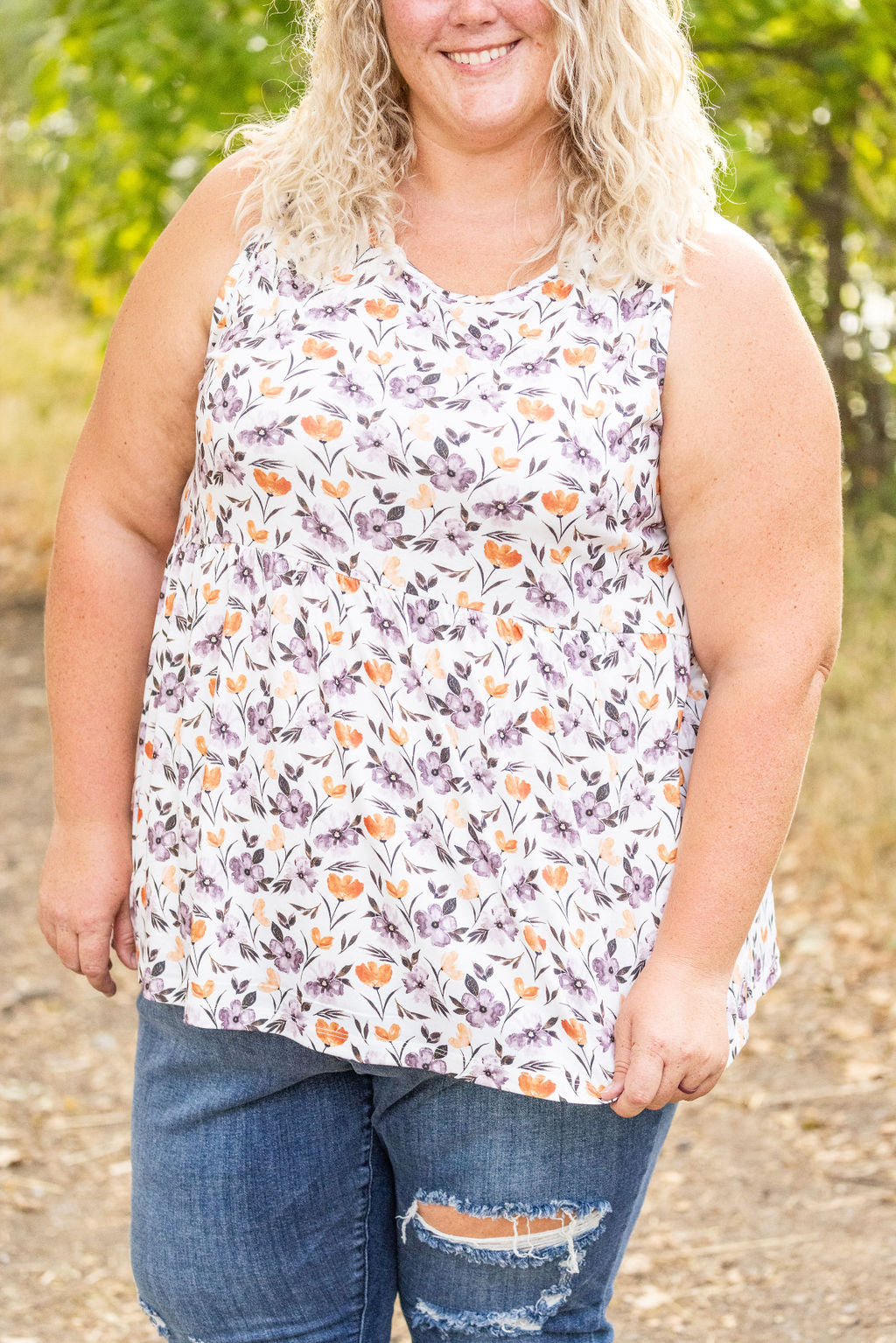 Renee Ruffle Tank - Harvest Floral