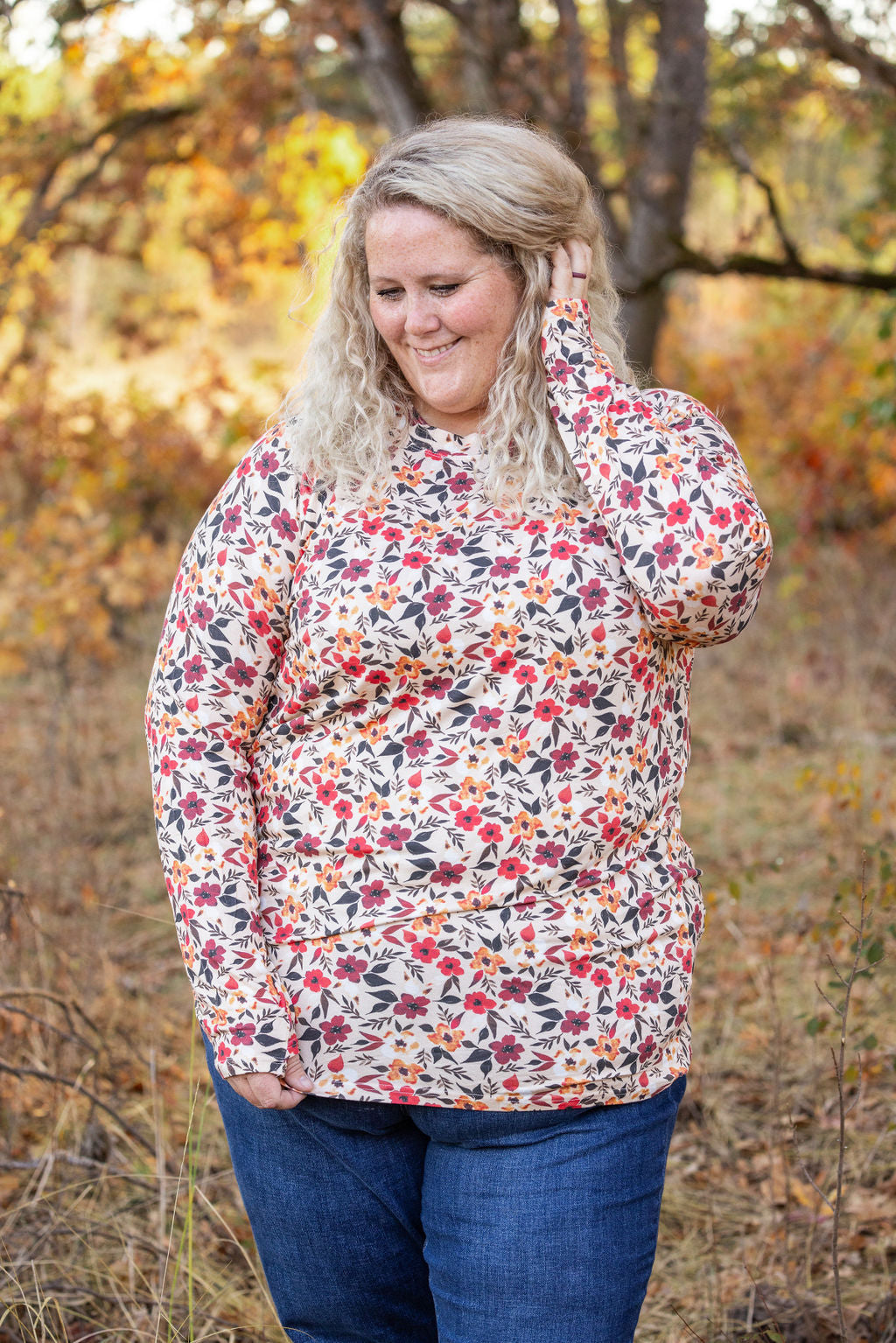 Blair Long Sleeve Top - Red Floral