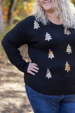 Holly Jolly Sweater - Gold + Silver Trees