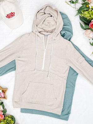 Pixie Pocket Halfzip Hoodie - Sage