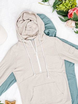 Pixie Pocket Halfzip Hoodie - Sage