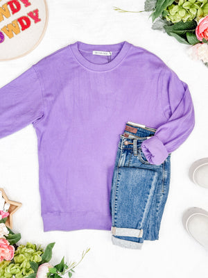 Corrine Ribbed Pullover Top - Purple