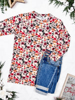 Blair Long Sleeve Top - Red Floral