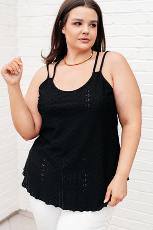 Eye on the Prize Eyelet Tank in Black