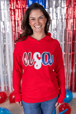 Corrine Hoodie - Red USA Sequin