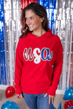 Corrine Hoodie - Red USA Sequin