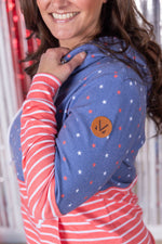 Hailey Pullover Hoodie - Faded Navy Freedom Stars and Stripes