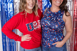 Corrine Pullover Top - Red USA Flag