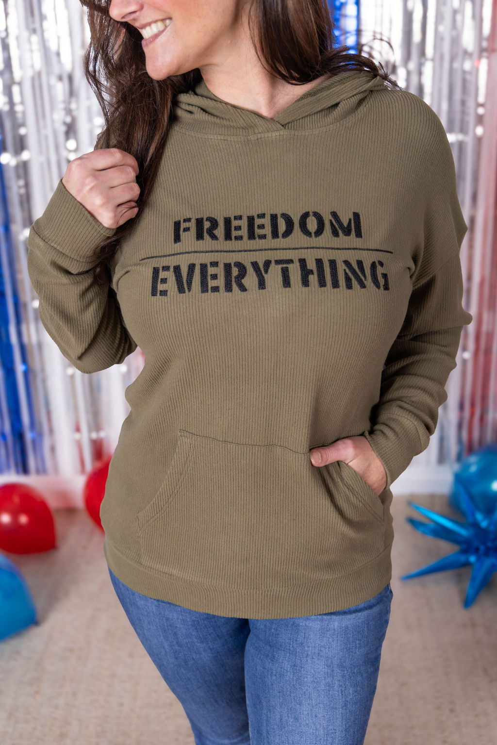 Corrine Embroidered Hoodie - Freedom Over Everything