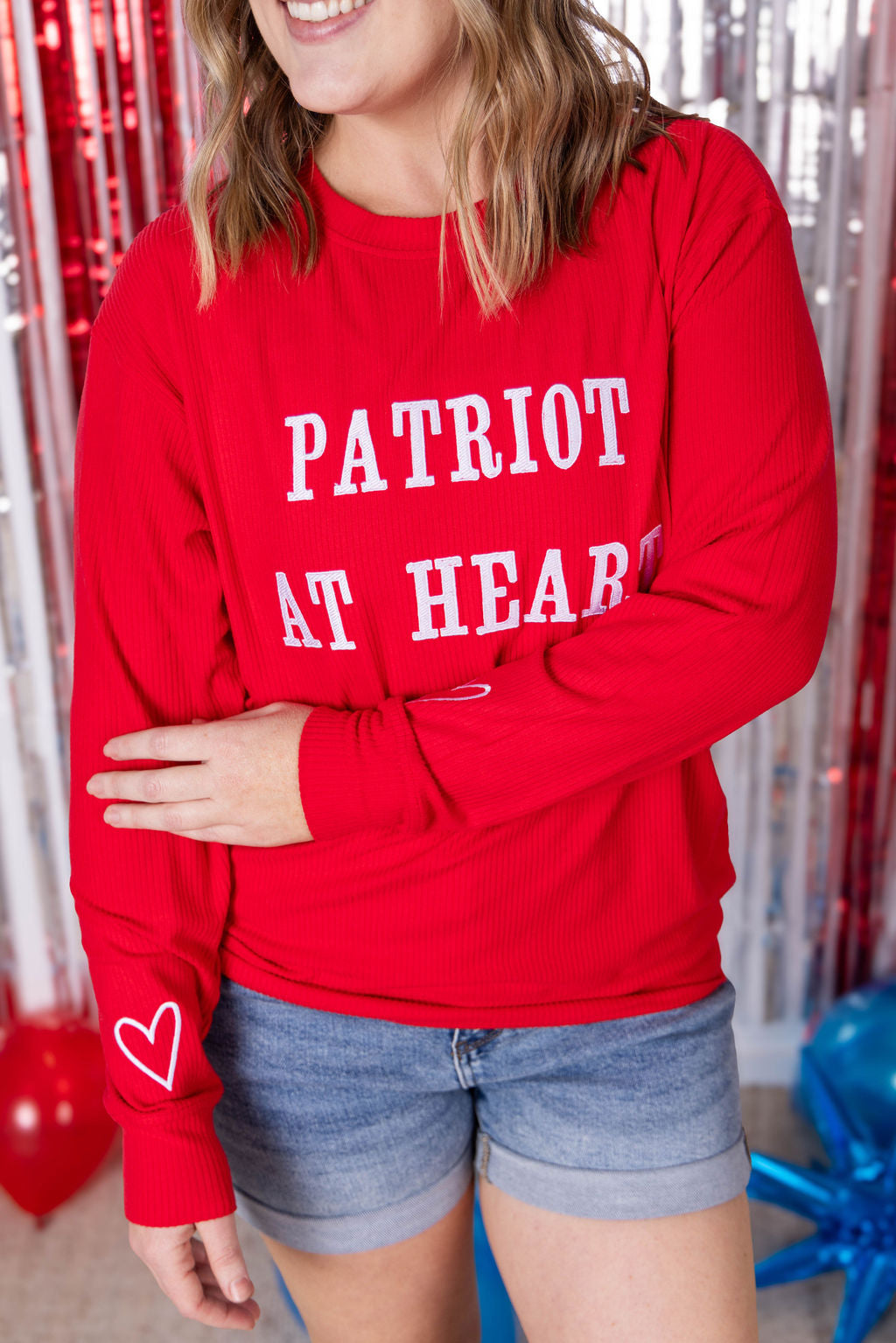 Corrine Embroidered Pullover Top - Patriot at Heart
