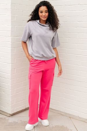 Run, Don't Walk Cargo Sweatpants in Flamingo Pink