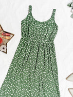 Reagan Ribbed Midi Dress - Olive Floral