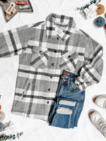 Norah Plaid Shacket - Classic Grey and White