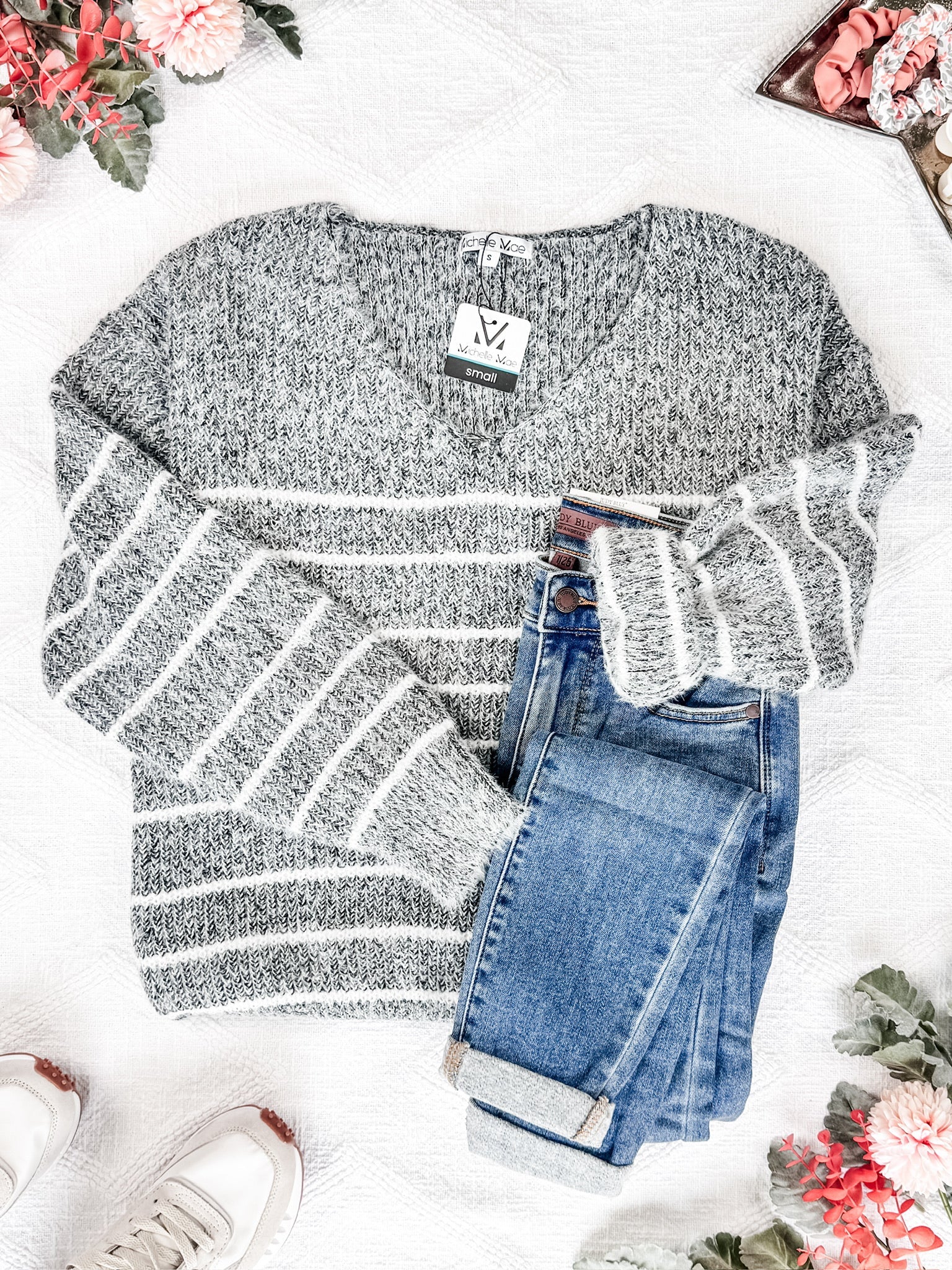 Cozy Striped Sweater - Black