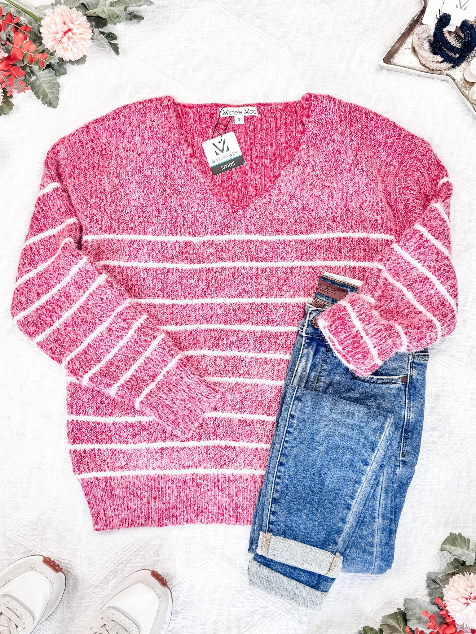 Cozy Striped Sweater - Red