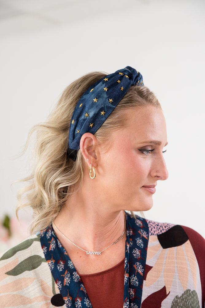 Stars on Denim Headband