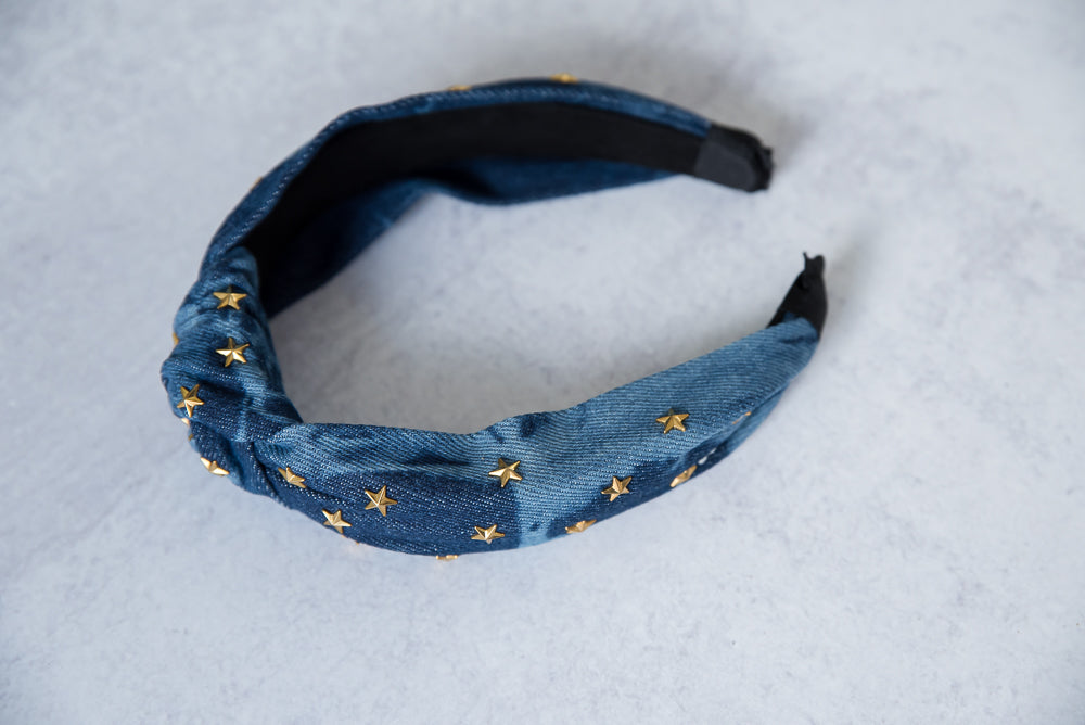 Stars on Denim Headband