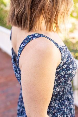 Cassidy Midi Dress - Blue Floral Mix