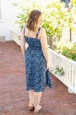 Cassidy Midi Dress - Blue Floral Mix