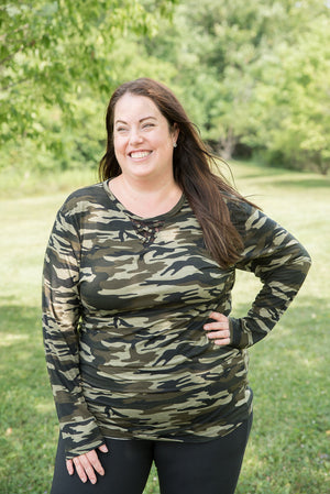 {ONLINE EXCLUSIVE} Classy in Camo Lace Top