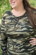 {ONLINE EXCLUSIVE} Classy in Camo Lace Top