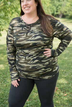 {ONLINE EXCLUSIVE} Classy in Camo Lace Top