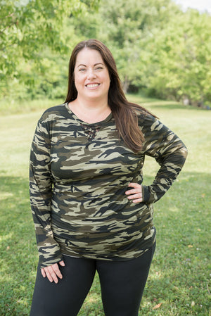 {ONLINE EXCLUSIVE} Classy in Camo Lace Top