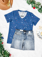 Sophie Pocket Tee - Blue Liberty Stars