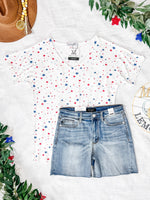 Chloe Cozy Tee - White Liberty Stars