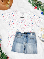 Chloe Cozy Tee - White Liberty Stars