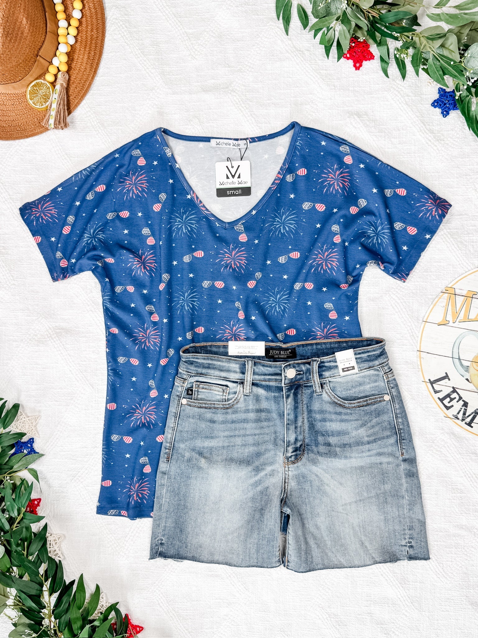 Chloe Cozy Tee - Aviators and Fireworks