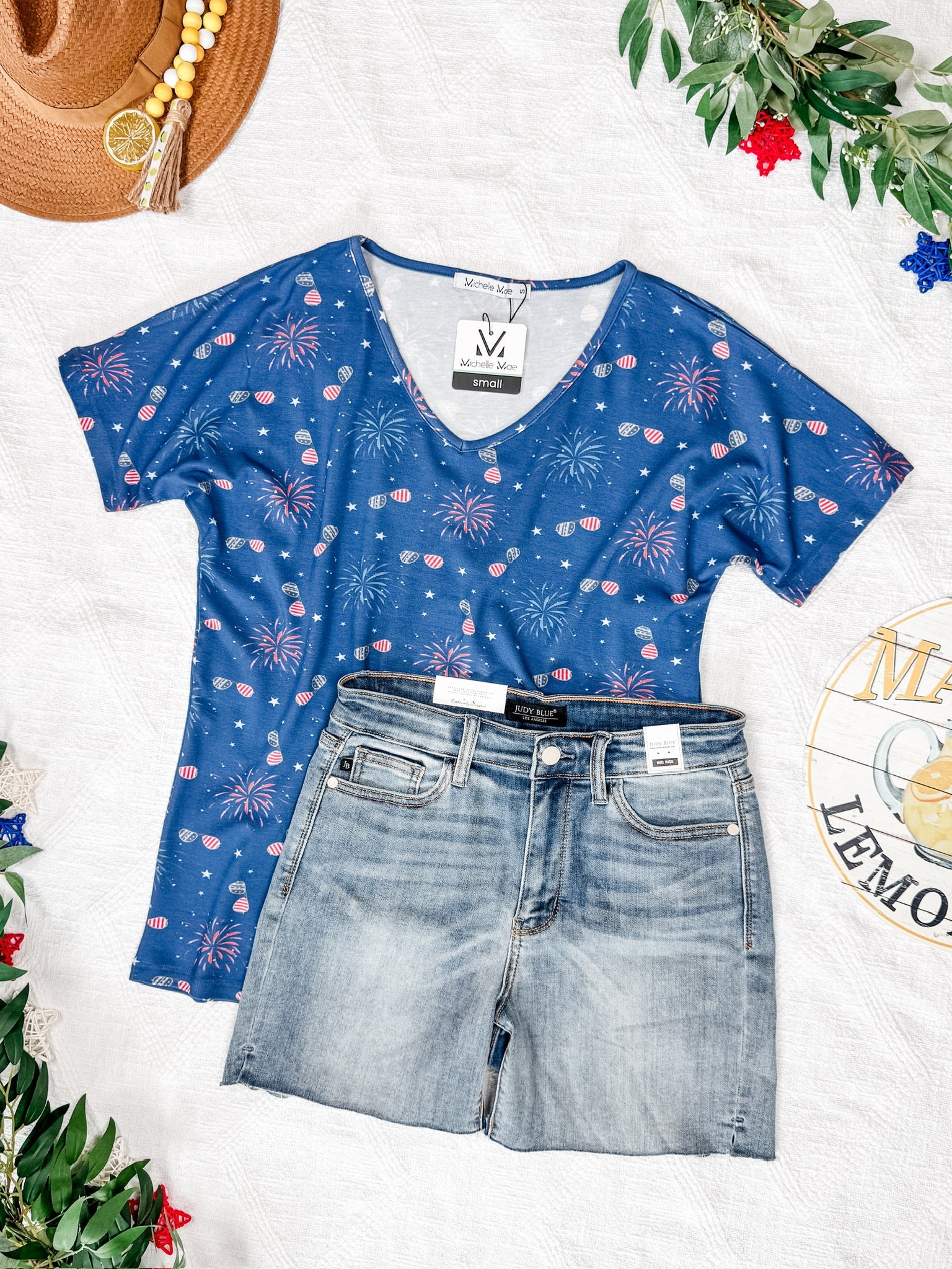 Chloe Cozy Tee - Aviators and Fireworks