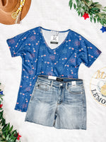 Chloe Cozy Tee - Aviators and Fireworks