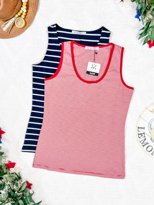 Tiffany Tank - Navy and White Stripes