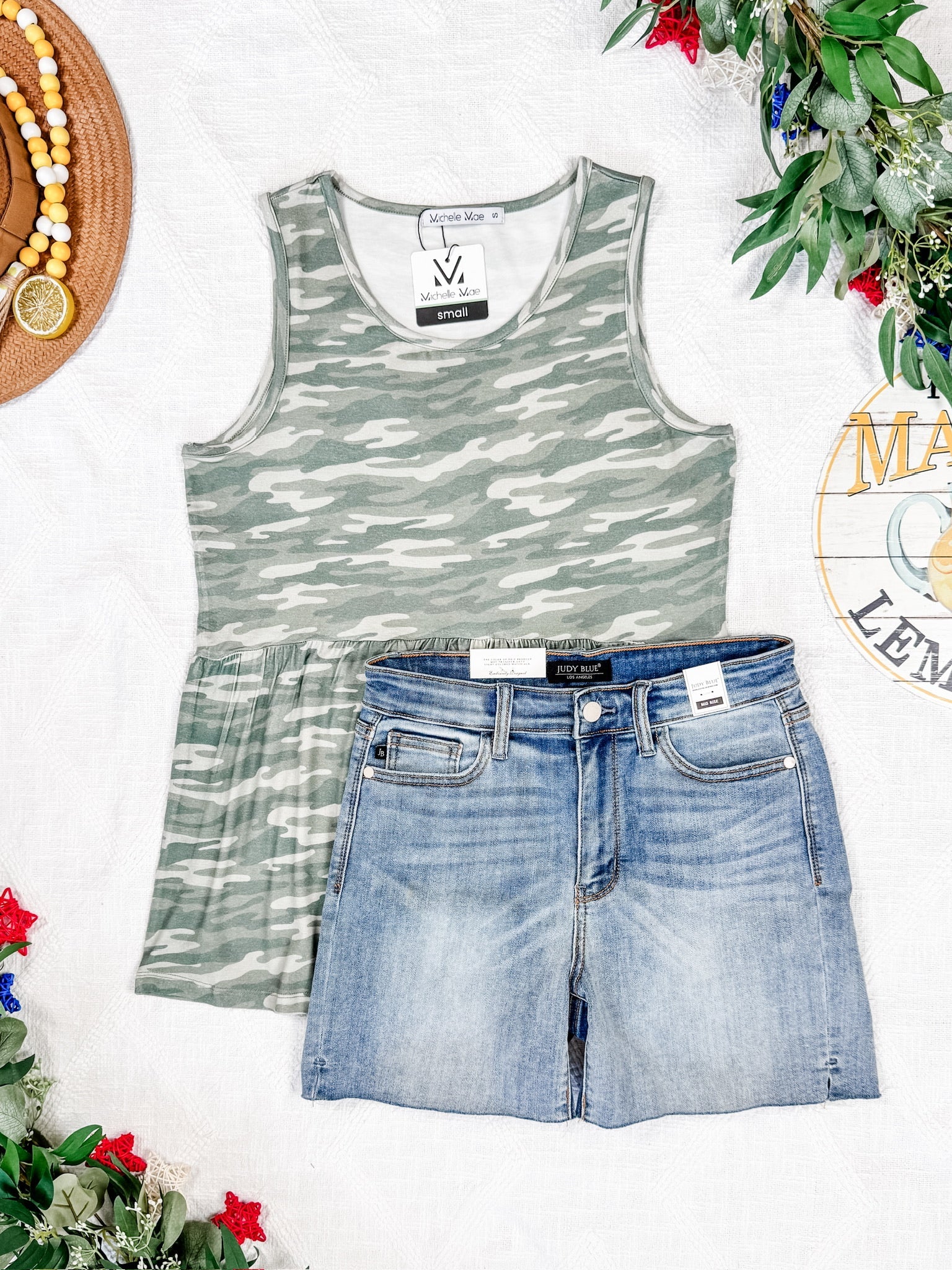 Renee Ruffle Tank Top - Camo